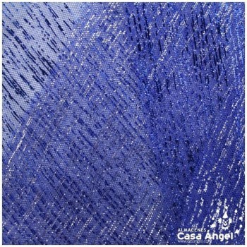TUL AZUL LISO CON FOIL A RAYAS 150cm