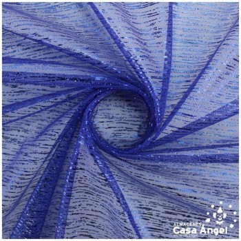 TUL AZUL LISO CON FOIL A RAYAS 150cm
