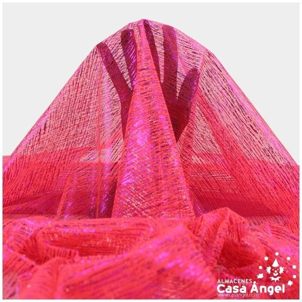 TUL FUCSIA LISO CON FOIL A RAYAS 150cm