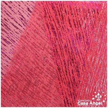 TUL FUCSIA LISO CON FOIL A RAYAS 150cm
