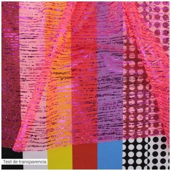 TUL FUCSIA LISO CON FOIL A RAYAS 150cm