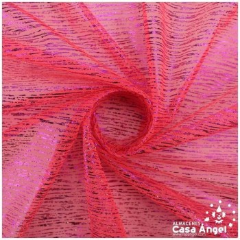 TUL FUCSIA LISO CON FOIL A RAYAS 150cm