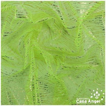 TUL VERDE PISTACHO LISO CON FOIL A RAYAS 150cm