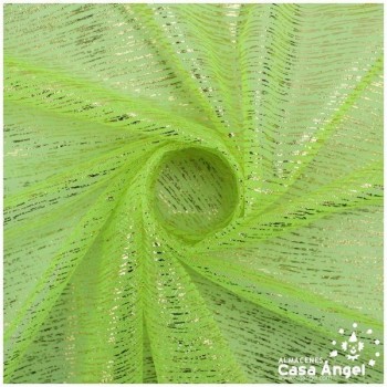 TUL VERDE PISTACHO LISO CON FOIL A RAYAS 150cm