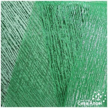 TUL VERDE LISO CON FOIL A RAYAS 150cm