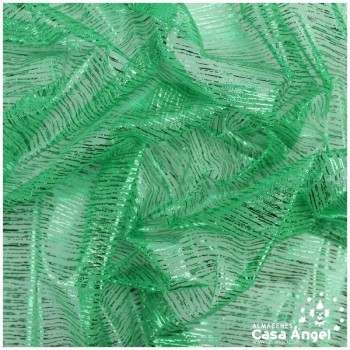 TUL VERDE LISO CON FOIL A RAYAS 150cm