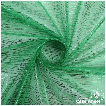 TUL VERDE LISO CON FOIL A RAYAS 150cm