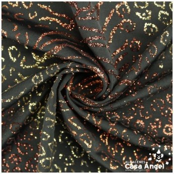 LYCRA FINA NEGRA ESTAMPADA CON GLITTER SERIE KENIA 150cm