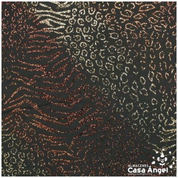 LYCRA FINA NEGRA ESTAMPADA CON GLITTER SERIE KENIA 150cm