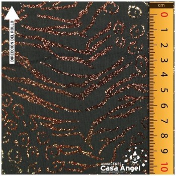 LYCRA FINA NEGRA ESTAMPADA CON GLITTER SERIE KENIA 150cm