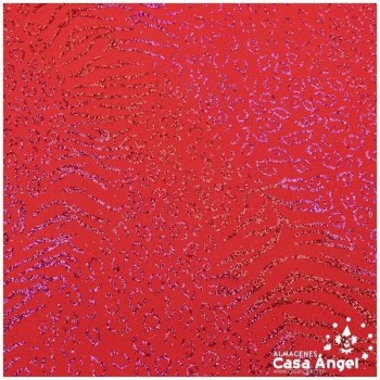 LYCRA FINA ROJA ESTAMPADA CON GLITTER SERIE KENIA 150cm