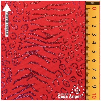 LYCRA FINA ROJA ESTAMPADA CON GLITTER SERIE KENIA 150cm