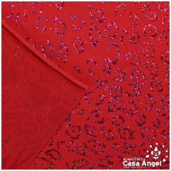 LYCRA FINA ROJA ESTAMPADA CON GLITTER SERIE KENIA 150cm