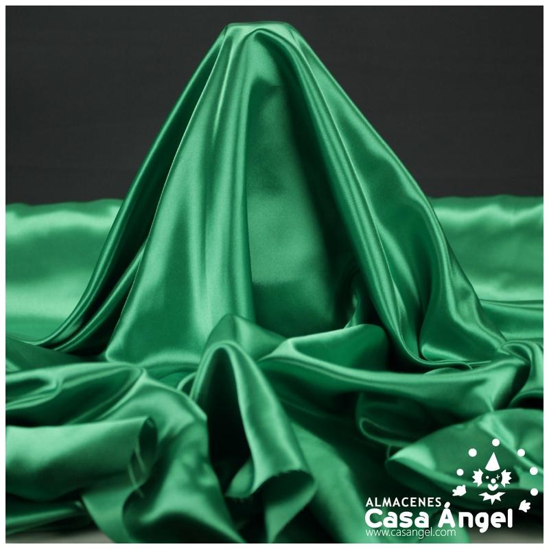 TELA DE RASO VERDE SATINADO DE POLIÉSTER 150cm
