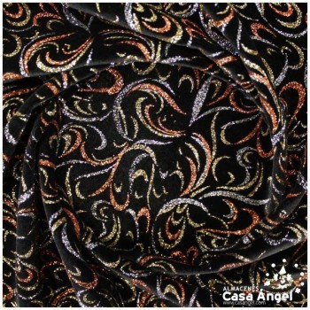 TERCIOPELO ESCARCHADO SERIE LUCES COBRE 150cm