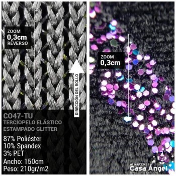 TERCIOPELO GLITTER FUEGOS ARTIFICIALES TURQUESA 150cm