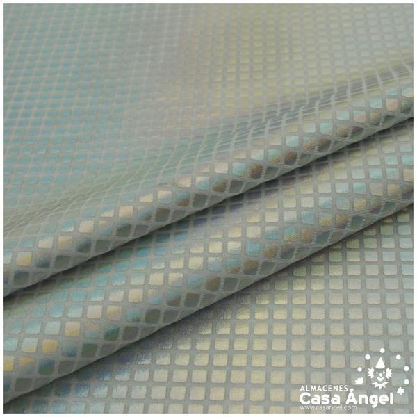 LYCRA ESTAMPADA PLATA CUADROS BRILLO OIL 150cm
