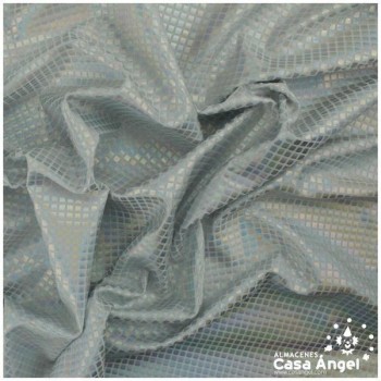 LYCRA ESTAMPADA PLATA CUADROS BRILLO OIL 150cm