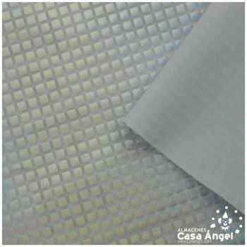 LYCRA ESTAMPADA PLATA CUADROS BRILLO OIL 150cm
