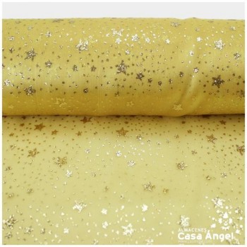 ORGANZA SUGAR ORO CON ESTRELLAS 150cm