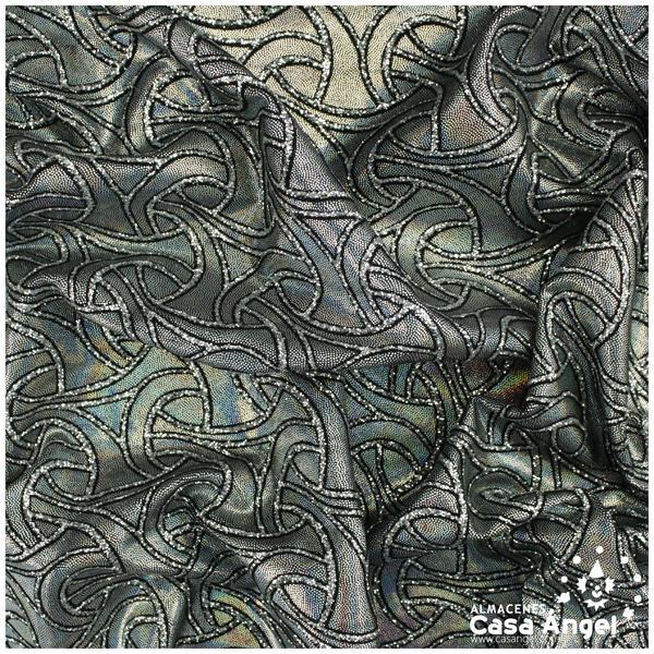 LYCRA ESTAMPADO GLITTER PLATA SERIE CELTIC 150cm