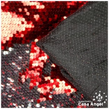 TELA DE RASO CON LENTEJUELAS REVERSIBLES ROJO Y PLATA SERIE RAMÓN 135cm