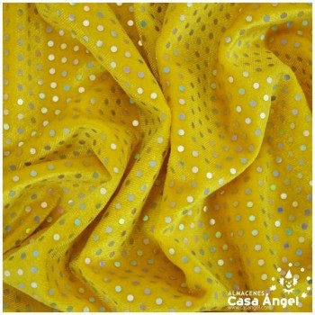 TERCIOPELO AMARILLO ELÁSTICO CON LENTEJUELAS FIJAS SERIE PALMA 150cm