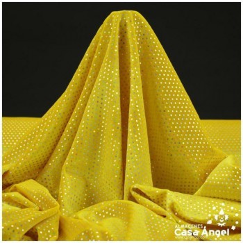 TERCIOPELO AMARILLO ELÁSTICO CON LENTEJUELAS FIJAS SERIE PALMA 150cm