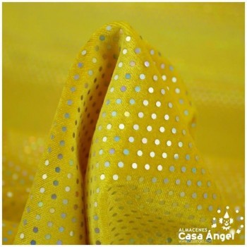 TERCIOPELO AMARILLO ELÁSTICO CON LENTEJUELAS FIJAS SERIE PALMA 150cm