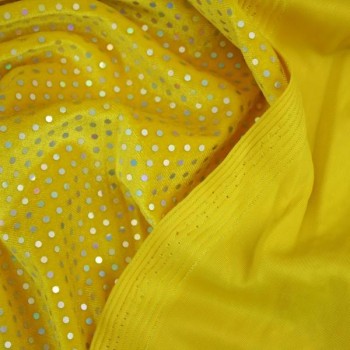 TERCIOPELO AMARILLO ELÁSTICO CON LENTEJUELAS FIJAS SERIE PALMA 150cm