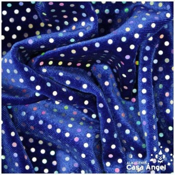 TERCIOPELO AZUL ELÁSTICO CON LENTEJUELAS FIJAS SERIE PALMA 150cm