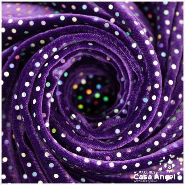 TERCIOPELO MORADO ELÁSTICO CON LENTEJUELAS FIJAS SERIE PALMA 150cm