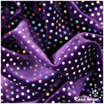 TERCIOPELO MORADO ELÁSTICO CON LENTEJUELAS FIJAS SERIE PALMA 150cm