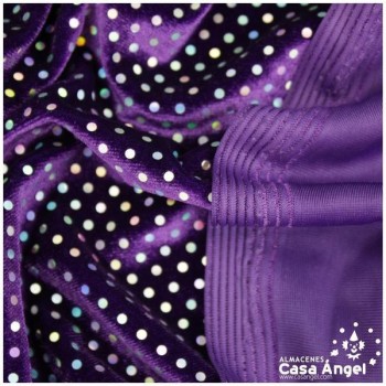 TERCIOPELO MORADO ELÁSTICO CON LENTEJUELAS FIJAS SERIE PALMA 150cm