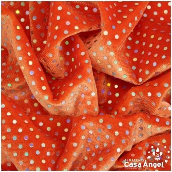 TERCIOPELO NARANJA ELÁSTICO CON LENTEJUELAS FIJAS SERIE PALMA 150cm