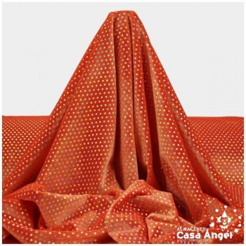 TERCIOPELO NARANJA ELÁSTICO CON LENTEJUELAS FIJAS SERIE PALMA 150cm