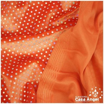 TERCIOPELO NARANJA ELÁSTICO CON LENTEJUELAS FIJAS SERIE PALMA 150cm