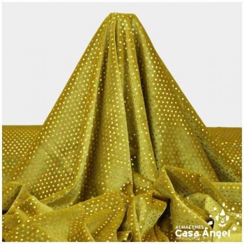 TERCIOPELO DORADO ELÁSTICO CON LENTEJUELAS FIJAS SERIE PALMA 150cm