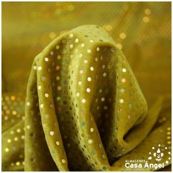 TERCIOPELO DORADO ELÁSTICO CON LENTEJUELAS FIJAS SERIE PALMA 150cm