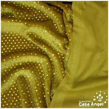 TERCIOPELO DORADO ELÁSTICO CON LENTEJUELAS FIJAS SERIE PALMA 150cm