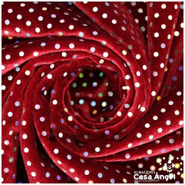 TERCIOPELO ROJO ELÁSTICO CON LENTEJUELAS FIJAS SERIE PALMA 150cm