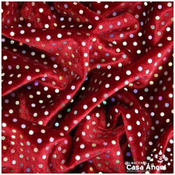 TERCIOPELO ROJO ELÁSTICO CON LENTEJUELAS FIJAS SERIE PALMA 150cm