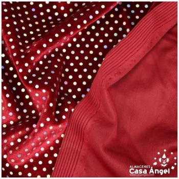 TERCIOPELO ROJO ELÁSTICO CON LENTEJUELAS FIJAS SERIE PALMA 150cm