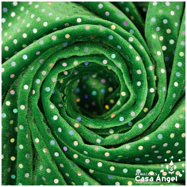 TERCIOPELO VERDE ELÁSTICO CON LENTEJUELAS FIJAS SERIE PALMA 150cm