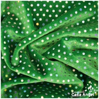 TERCIOPELO VERDE ELÁSTICO CON LENTEJUELAS FIJAS SERIE PALMA 150cm