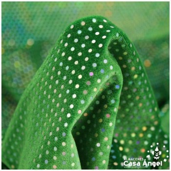 TERCIOPELO VERDE ELÁSTICO CON LENTEJUELAS FIJAS SERIE PALMA 150cm