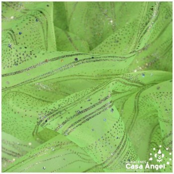 ORGANZA VERDE PISTACHO CON LENTEJUELAS Y GLITTER SERIE MAREA 150cm
