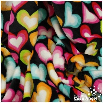 CORALINA NEGRA ESTAMPADA CON CORAZONES 150cm