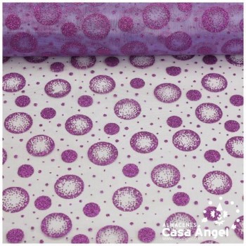 ORGANZA MORADA CON LUNARES GLITTER SERIE COTILLA 150cm