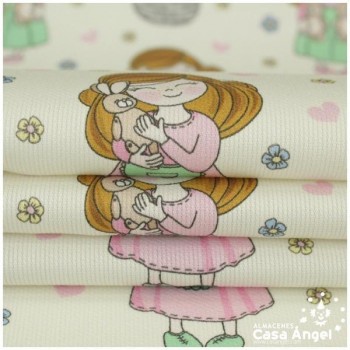 PIQUE CANUTILLO ESTAMPADO NIÑAS Y PELUCHES 150cm